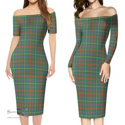 MacKintosh Hunting Ancient Tartan Off Shoulder Lady Dress Tartan Plaid Long Dress - ScotsTee Shop