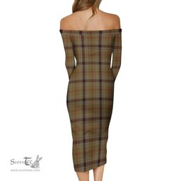 O'Keefe Tartan Off Shoulder Lady Dress Tartan Plaid Long Dress - ScotsTee Shop