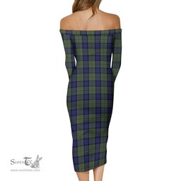 MacLaren Tartan Off Shoulder Lady Dress Tartan Plaid Long Dress - ScotsTee Shop