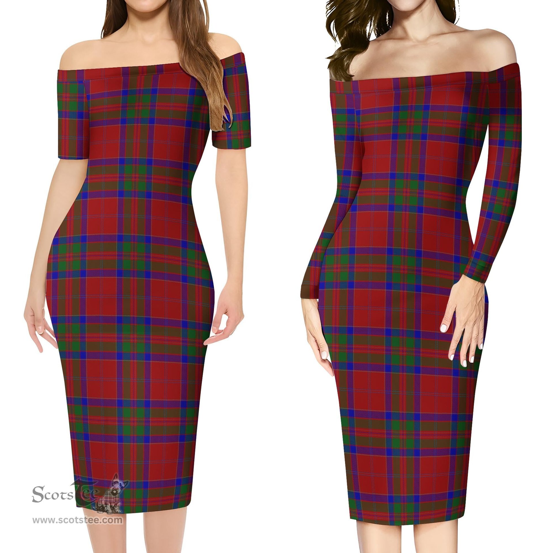 MacGillivray Tartan Off Shoulder Lady Dress Tartan Plaid Long Dress - ScotsTee Shop