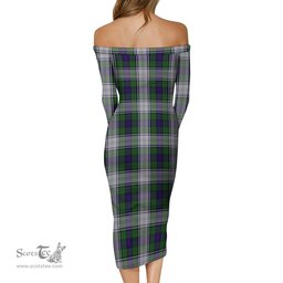 Murray of Atholl Dress Tartan Off Shoulder Lady Dress Tartan Plaid Long Dress - ScotsTee Shop