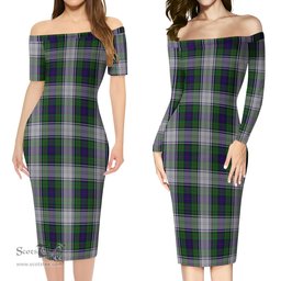 Murray of Atholl Dress Tartan Off Shoulder Lady Dress Tartan Plaid Long Dress - ScotsTee Shop