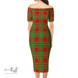MacGregor Modern Tartan Off Shoulder Lady Dress Tartan Plaid Long Dress - ScotsTee Shop