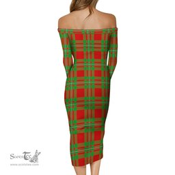 MacGregor Modern Tartan Off Shoulder Lady Dress Tartan Plaid Long Dress - ScotsTee Shop