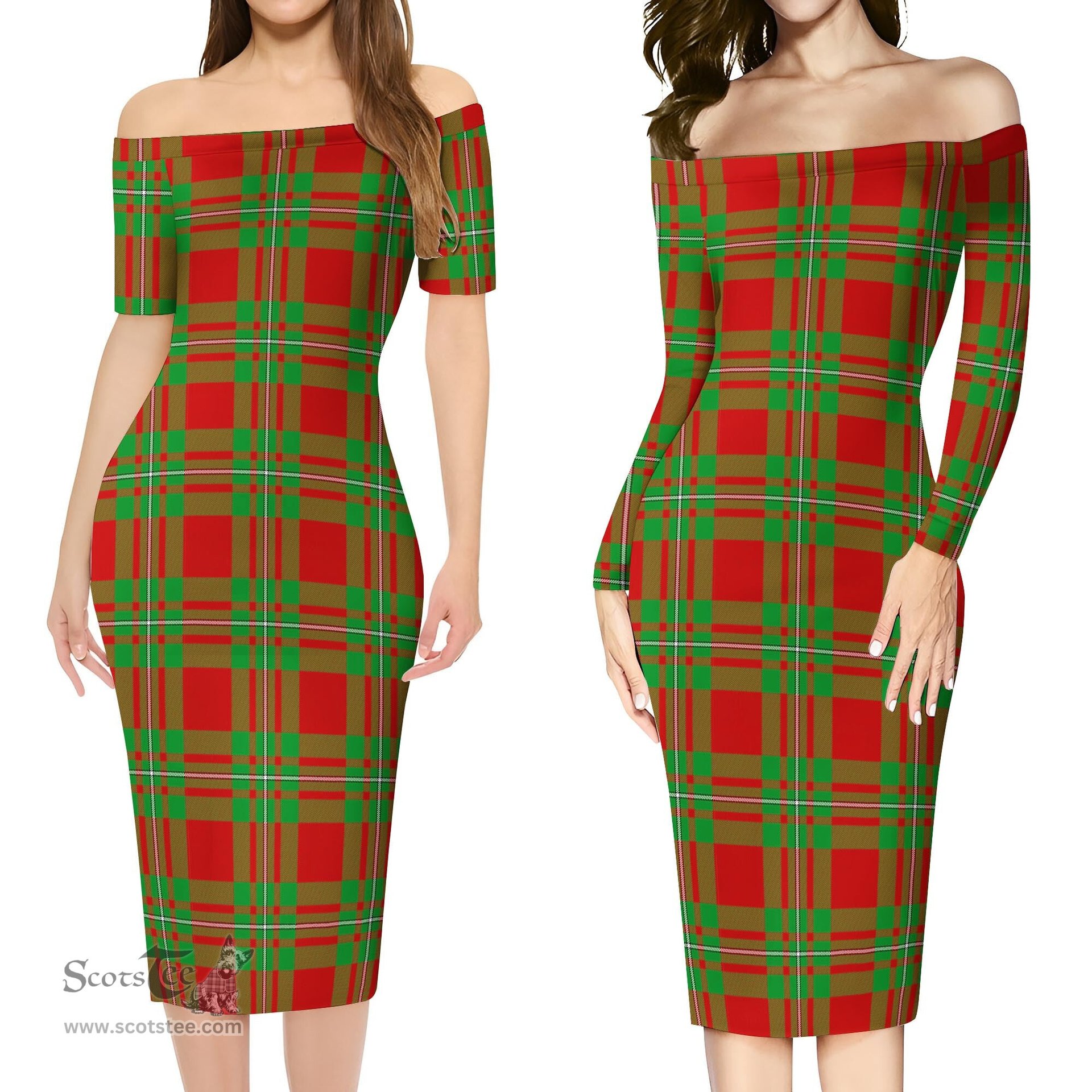 MacGregor Modern Tartan Off Shoulder Lady Dress Tartan Plaid Long Dress - ScotsTee Shop