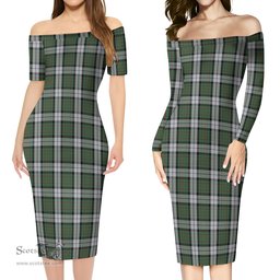 MacLaren Dress Tartan Off Shoulder Lady Dress Tartan Plaid Long Dress - ScotsTee Shop