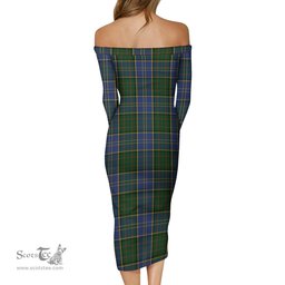 MacMillan Hunting Tartan Off Shoulder Lady Dress Tartan Plaid Long Dress - ScotsTee Shop