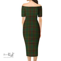 Macnaughton Hunting Tartan Off Shoulder Lady Dress Tartan Plaid Long Dress - ScotsTee Shop