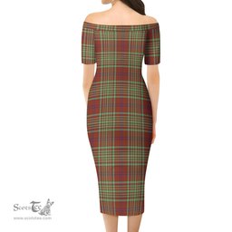 MacGillivray Hunting Ancient Tartan Off Shoulder Lady Dress Tartan Plaid Long Dress - ScotsTee Shop