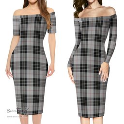 MacPherson Dress Tartan Off Shoulder Lady Dress Tartan Plaid Long Dress - ScotsTee Shop