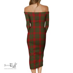MacKintosh Red Tartan Off Shoulder Lady Dress Tartan Plaid Long Dress - ScotsTee Shop