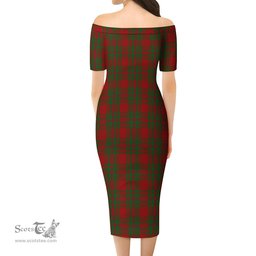 MacKintosh Red Tartan Off Shoulder Lady Dress Tartan Plaid Long Dress - ScotsTee Shop