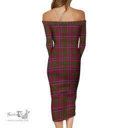MacRae Red Tartan Off Shoulder Lady Dress Tartan Plaid Long Dress - ScotsTee Shop