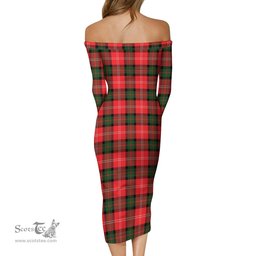 Nesbitt Modern Tartan Off Shoulder Lady Dress Tartan Plaid Long Dress - ScotsTee Shop