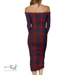 MacEdward Tartan Off Shoulder Lady Dress Tartan Plaid Long Dress - ScotsTee Shop