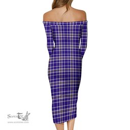 Ochterlony Tartan Off Shoulder Lady Dress Tartan Plaid Long Dress - ScotsTee Shop