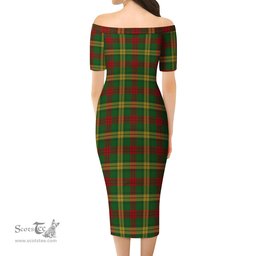 MacMillan Society of Glasgow Tartan Off Shoulder Lady Dress Tartan Plaid Long Dress - ScotsTee Shop