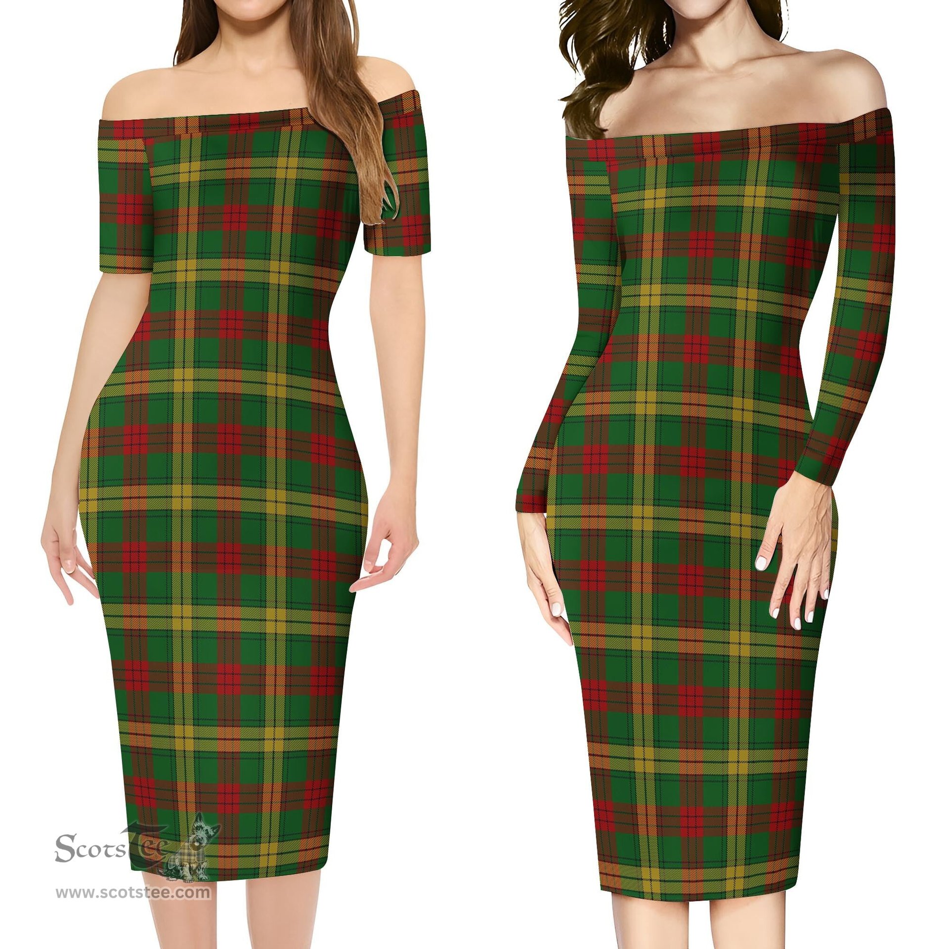 MacMillan Society of Glasgow Tartan Off Shoulder Lady Dress Tartan Plaid Long Dress - ScotsTee Shop