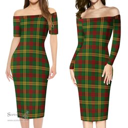 MacMillan Society of Glasgow Tartan Off Shoulder Lady Dress Tartan Plaid Long Dress - ScotsTee Shop