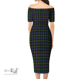Murray of Atholl Modern Tartan Off Shoulder Lady Dress Tartan Plaid Long Dress - ScotsTee Shop