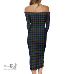 Murray of Atholl Modern Tartan Off Shoulder Lady Dress Tartan Plaid Long Dress - ScotsTee Shop