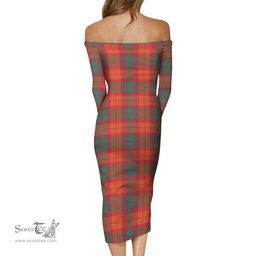 MacNab Ancient Tartan Off Shoulder Lady Dress Tartan Plaid Long Dress - ScotsTee Shop