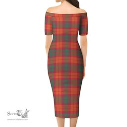 MacNab Ancient Tartan Off Shoulder Lady Dress Tartan Plaid Long Dress - ScotsTee Shop