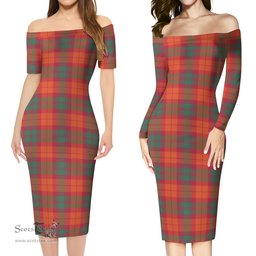 MacNab Ancient Tartan Off Shoulder Lady Dress Tartan Plaid Long Dress - ScotsTee Shop