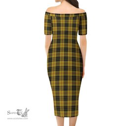 MacLeod Tartan Off Shoulder Lady Dress Tartan Plaid Long Dress - ScotsTee Shop