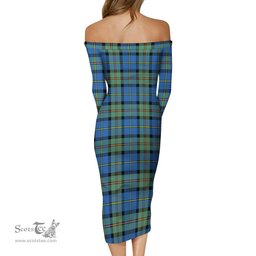 MacLeod of Harris Ancient Tartan Off Shoulder Lady Dress Tartan Plaid Long Dress - ScotsTee Shop