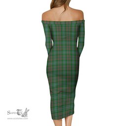 Ralston USA Tartan Off Shoulder Lady Dress Tartan Plaid Long Dress - ScotsTee Shop