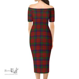 Robertson Tartan Off Shoulder Lady Dress Tartan Plaid Long Dress - ScotsTee Shop