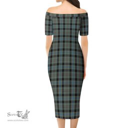Ogilvie (Ogilvy) Hunting Tartan Off Shoulder Lady Dress Tartan Plaid Long Dress - ScotsTee Shop