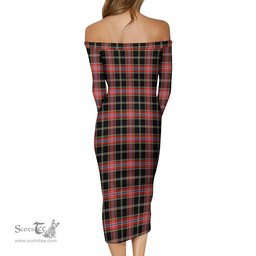 Norwegian Night Tartan Off Shoulder Lady Dress Tartan Plaid Long Dress - ScotsTee Shop