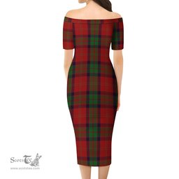 MacPherson of Cluny Tartan Off Shoulder Lady Dress Tartan Plaid Long Dress - ScotsTee Shop