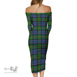 Paterson Tartan Off Shoulder Lady Dress Tartan Plaid Long Dress - ScotsTee Shop