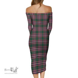MacFarlane Hunting Modern Tartan Off Shoulder Lady Dress Tartan Plaid Long Dress - ScotsTee Shop