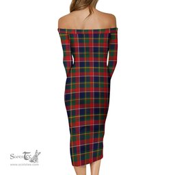Quebec Province Canada Tartan Off Shoulder Lady Dress Tartan Plaid Long Dress - ScotsTee Shop