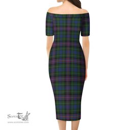 Rankin Tartan Off Shoulder Lady Dress Tartan Plaid Long Dress - ScotsTee Shop