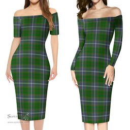 Pringle Tartan Off Shoulder Lady Dress Tartan Plaid Long Dress - ScotsTee Shop