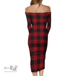 Rob Roy Macgregor Tartan Off Shoulder Lady Dress Tartan Plaid Long Dress - ScotsTee Shop