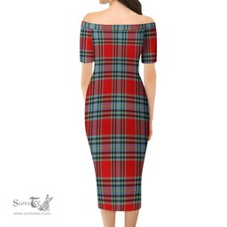 MacLeay Tartan Off Shoulder Lady Dress Tartan Plaid Long Dress - ScotsTee Shop