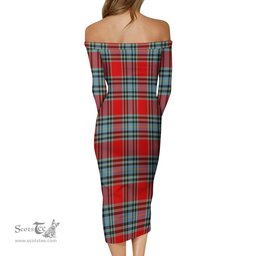 MacLeay Tartan Off Shoulder Lady Dress Tartan Plaid Long Dress - ScotsTee Shop