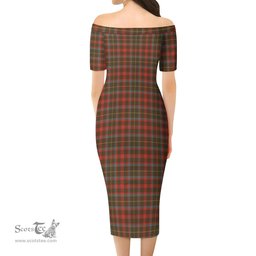 MacKintosh Hunting Weathered Tartan Off Shoulder Lady Dress Tartan Plaid Long Dress - ScotsTee Shop
