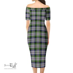 MacNaughton Dress Tartan Off Shoulder Lady Dress Tartan Plaid Long Dress - ScotsTee Shop