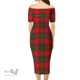 Stewart of Appin Modern Tartan Off Shoulder Lady Dress Tartan Plaid Long Dress - ScotsTee Shop