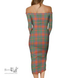 MacIntosh Ancient Tartan Off Shoulder Lady Dress Tartan Plaid Long Dress - ScotsTee Shop