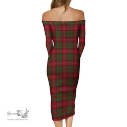 Shaw of Tordarroch Red Dress Tartan Off Shoulder Lady Dress Tartan Plaid Long Dress - ScotsTee Shop