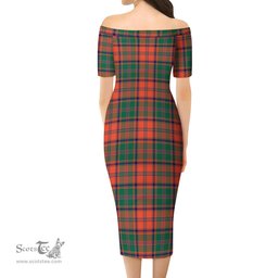 Stewart of Appin Ancient Tartan Off Shoulder Lady Dress Tartan Plaid Long Dress - ScotsTee Shop
