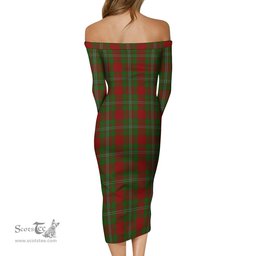 Strange Tartan Off Shoulder Lady Dress Tartan Plaid Long Dress - ScotsTee Shop